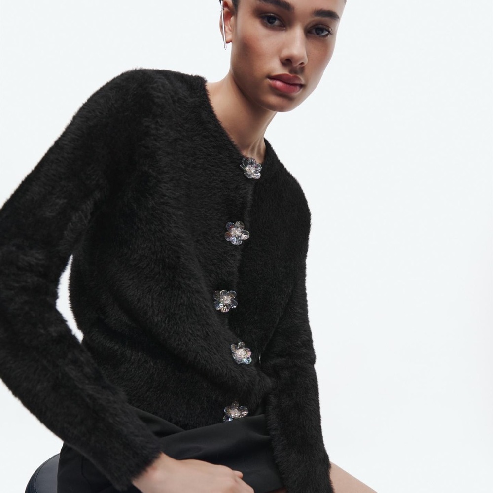Zara Black Fuzzy Cardigan